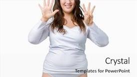  Presentation with eight - Audience pleasing slide set consisting of 8 points - beautiful plus size young overwight backdrop and a  colored foreground
