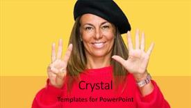  Presentation with eight - Cool new slide deck with 8 points - middle age adult woman wearing backdrop and a  colored foreground