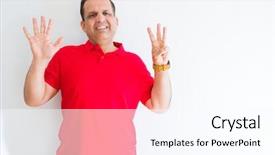  Presentation with red and white abstract - Amazing PPT layouts having 8 points - middle age man wearing red backdrop and a  colored foreground