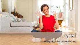  Presentation with ophthalmology african american models - Slide deck having 8 points - young beautiful african american woman background and a coral colored foreground