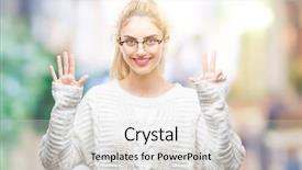  Presentation with young woman wearing boxer gloves - Slide set having 8 points - young beautiful blonde woman wearing background and a light gray colored foreground