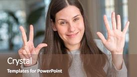  Presentation with weight loss woman showing - Audience pleasing slides consisting of 8 points - young beautiful woman at home backdrop and a tawny brown colored foreground