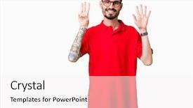  Presentation with glasses - Cool new theme with 8 points - young handsome man wearing glasses backdrop and a  colored foreground