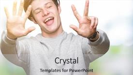  Presentation with sporty - Beautiful slide set featuring 8 points - young handsome sporty man wearing backdrop and a  colored foreground