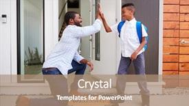  Presentation with father and son - Presentation consisting of 8 sides - father giving son high five background and a coral colored foreground