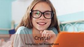  Presentation with 4 years old children and doctor - Slide deck consisting of 8 years old child having fun using laptop at her bedroom square photo background and a red colored foreground