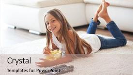  Presentation with medical evaluation of 5 years old boy - Cool new presentation design with business man running with device in high tech wave cloud concept on background backdrop and a teal colored foreground.