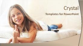  Presentation with old - Amazing PPT theme having 8 years old child watching backdrop and a cream colored foreground