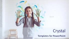  Presentation with painting old - Audience pleasing presentation consisting of 8 years old girl painting backdrop and a sky blue colored foreground