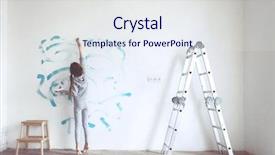  Presentation with painting old - Presentation theme consisting of 8 years old girl painting background and a sky blue colored foreground