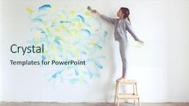  Presentation with painting old - Beautiful PPT layouts featuring 8 years old girl painting backdrop and a sky blue colored foreground
