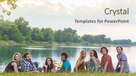  Presentation with diverse young adults - Theme enhanced with 8 young good looking adults background and a cream colored foreground