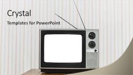  Presentation with old wood - Colorful slide set enhanced with 1980s - old analogue television on wood backdrop and a white colored foreground