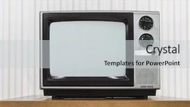  Presentation with old vintage television - Presentation theme having 70 s - old portable television set background and a light gray colored foreground