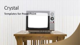  Presentation with antenna - PPT theme with 1980s - old portable television with antenna background and a white colored foreground