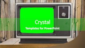  Presentation with green screen - PPT theme consisting of 70 s - old television with chroma key background and a shamrock green colored foreground