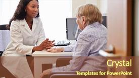  Presentation with doctor office - Beautiful PPT theme featuring patient having consultation with doctor backdrop and a tawny brown colored foreground