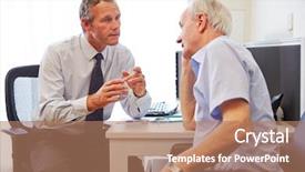  Presentation with doctor and patient medical consultation - PPT theme enhanced with patient having consultation with doctor background and a coral colored foreground