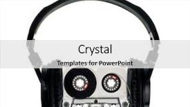  Presentation with hifi - Colorful presentation theme enhanced with 80s backround - hifi headphones on vintage compact backdrop and a light gray colored foreground