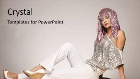  Presentation with girl in red dress - Presentation theme enhanced with 80s disco - beautiful girl dressed for carnival background and a light gray colored foreground