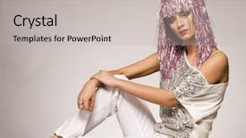  Presentation with light pink - Audience pleasing presentation theme consisting of 80s fashion - beautiful girl dressed for carnival backdrop and a light gray colored foreground