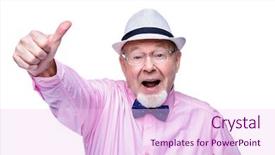  Presentation with werry old man and gis music - Audience pleasing PPT layouts consisting of 80s fashion - joyful excited old man showing backdrop and a pink colored foreground