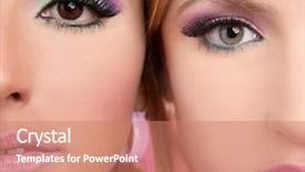  Presentation with makeup - PPT layouts featuring 80s fashion - makeup closeup detail macro two background and a coral colored foreground