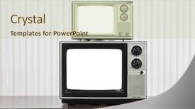  Presentation with cut - Beautiful presentation featuring 80s fashion - two vintage televisions stacked backdrop and a soft green colored foreground