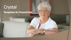  Presentation with waikiki elderly - Presentation theme with 80s music - elderly lady relaxing on sofa background and a violet colored foreground