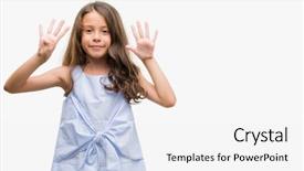  Presentation with number - PPT theme having 9 - brunette hispanic girl showing background and a white colored foreground
