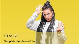  Presentation with generational african american culture - Beautiful PPT theme featuring 9 - young braided hair african american backdrop and a  colored foreground