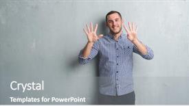  Presentation with grey - Presentation design consisting of 9 - young caucasian man over grey background and a  colored foreground