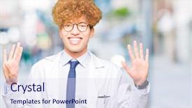  Presentation with black dna scientist - Cool new slide set with 9 - young handsome scientist man wearing backdrop and a sky blue colored foreground