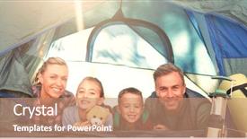  Presentation with tent - Slides having 8 sides - portrait of smiling family lying background and a  colored foreground