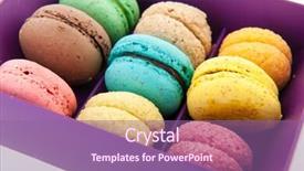  Presentation with box carton - Audience pleasing slide set consisting of 9 text boxes - colorful macaroons in carton gift backdrop and a  colored foreground