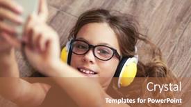  Presentation with old music - Beautiful PPT theme featuring 9-years-old-child backdrop and a coral colored foreground