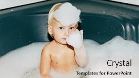  Presentation with obese child - Colorful presentation theme enhanced with 90 s - child is bathing the bath backdrop and a lemonade colored foreground