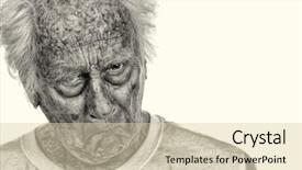  Presentation with human face set of faces - Beautiful PPT theme featuring 90 s - very funny senior man making backdrop and a  colored foreground