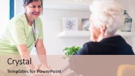  Presentation with elderly care - Theme featuring 90s - elderly woman needs care background and a lemonade colored foreground