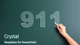  Presentation with blackboard - Audience pleasing PPT theme consisting of 911 written on blackboard backdrop and a ocean colored foreground