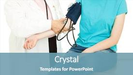  Presentation with taking the blood pressure in black women - Audience pleasing PPT layouts consisting of young patient's blood pressure backdrop and a teal colored foreground