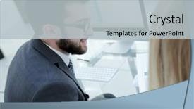  Presentation with employee profile company concept - PPT layouts with close-up of the company' background and a  colored foreground