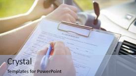  Presentation with driver - Colorful PPT theme enhanced with driver's license road backdrop and a light blue colored foreground