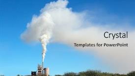  Presentation with environmental pollution - PPT theme featuring environmental pollution - smoke from an industrial plant background and a light blue colored foreground