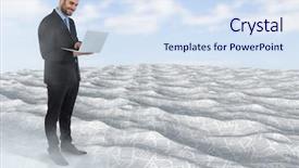  Presentation with annual dinner under the sea - Presentation theme consisting of water communication - businessman using laptop in sea background and a  colored foreground