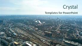  Presentation with environmental pollution - Slide deck having environmental pollution - panoramic view of the city background and a sky blue colored foreground