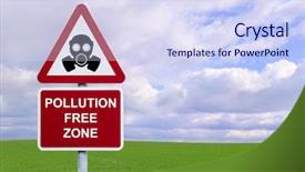  Presentation with environmental pollution - Beautiful presentation theme featuring sign for a 'pollution free backdrop and a sky blue colored foreground