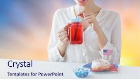  Presentation with mason jar - Slide set with patriotism and national holidays concept background and a sky blue colored foreground