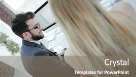  Presentation with company - Amazing theme having close-up of the company' backdrop and a gray colored foreground