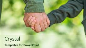  Presentation with father son hands - Amazing PPT layouts having protective parents - road to life hands father's backdrop and a soft green colored foreground